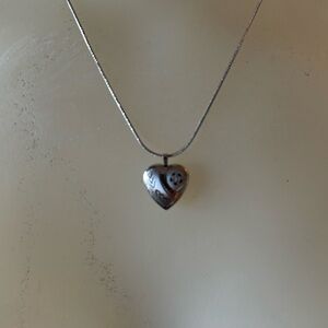 Silver heart locket with chain!